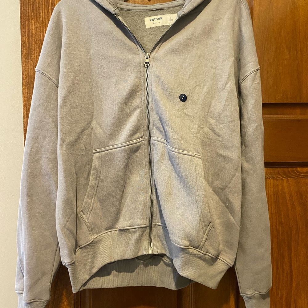 Hollister Light Gray Zip-Up Sweatshirt
